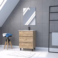 Ce meuble de salle de bain TIMBER, fonctionnel et tendance est composé de : Un caisson meuble 60 : Meuble en MDF et mélaminé  ...