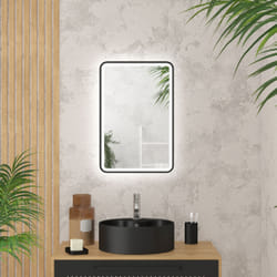 Miroir salle de bain ROND avec éclairage LED et contour noir - Ø50cm - GO BLACK LED