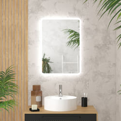 Miroir salle de bain avec eclairage led et contour noir - 60x80cm - go black led