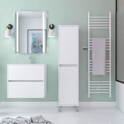 Colonne de rangement Blanc Laqué sur Pieds - Hauteur 160 cm - 2 Portes - xenos