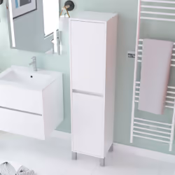 Colonne de rangement Blanc Laqué sur Pieds - Hauteur 160 cm - 2 Portes - xenos