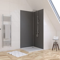 Lot de 2 Panneaux Muraux Aluminium gris 90+90x210 cm avec Profilés anodise brillant - wall'it