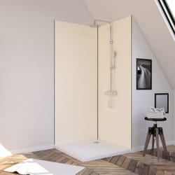 Lot de 2 Panneaux Muraux Aluminium ivoire 90+90x210 cm avec Profilés noir mat - wall'it