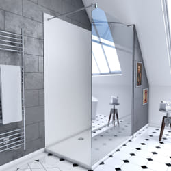 Ensemble complet douche à l'Italiennne avec Receveur 90x120 + Paroi miroir + Panneaux muraux blanc
