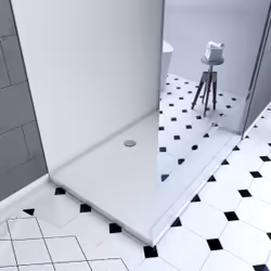 Ensemble complet douche à l'Italiennne avec Receveur 90x120 + Paroi miroir + Panneaux muraux blanc