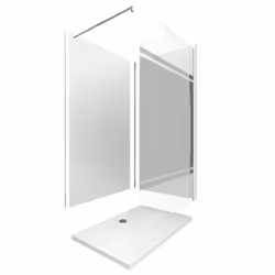Ensemble complet douche à l'Italiennne avec Receveur 90x120 + Paroi miroir + Panneaux muraux blanc