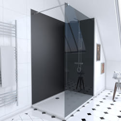 Ensemble complet douche à l'Italiennne avec Receveur 90x120 + Paroi fumée + Panneaux muraux