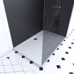 Ensemble complet douche à l'Italiennne avec Receveur 90x120 + Paroi fumée + Panneaux muraux