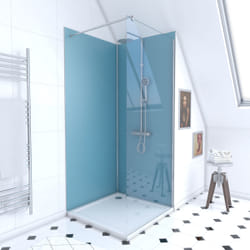 Aurlane - Ensemble complet douche à l'Italiennne avec Receveur 90x90 + Paroi chrome + Panneaux muraux