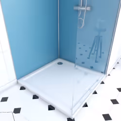 Aurlane - Ensemble complet douche à l'Italiennne avec Receveur 90x90 + Paroi chrome + Panneaux muraux