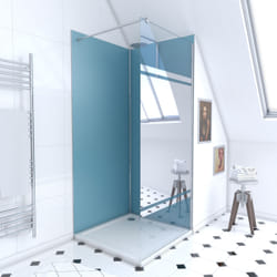 Aurlane - Ensemble complet douche à l'Italiennne avec Receveur 90x90 + Paroi miroir + Panneaux muraux