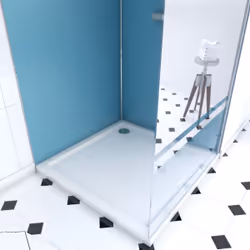 Aurlane - Ensemble complet douche à l'Italiennne avec Receveur 90x90 + Paroi miroir + Panneaux muraux
