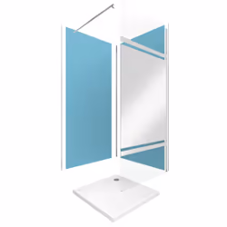 Aurlane - Ensemble complet douche à l'Italiennne avec Receveur 90x90 + Paroi miroir + Panneaux muraux
