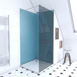 Ensemble complet douche à l'Italiennne avec Receveur 90x90 + Paroi fumée + Panneaux muraux allu