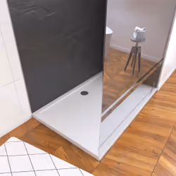 Ensemble complet douche à l'Italiennne avec Receveur 90x90 + Paroi Miroir + Panneaux muraux Ardoise