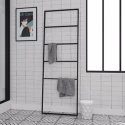 Porte serviettes en métal Noir Mat 60x176cm - Type Atelier - facto dark 2