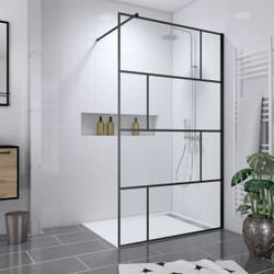 Pack Paroi de douche 120x195 cm + RECEVEUR EN ACRYLIQUE BLANC EFFET PIERRE 120X90