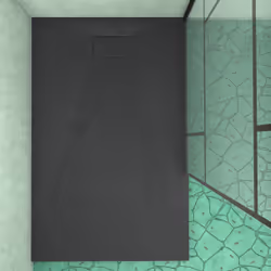 Pack Paroi de douche 90x195 cm + Receveur Noir effet pierre 140x90 cm