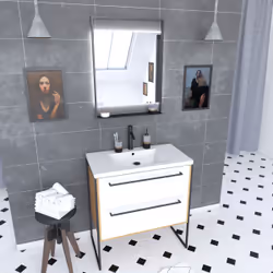 Aurlane PACM077 miroir de salle de bain et armoire de rangement pour évier