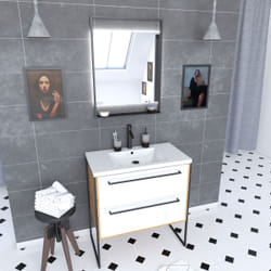 Aurlane PACM078 miroir de salle de bain et armoire de rangement pour évier