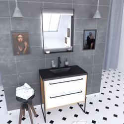 Aurlane PACM083 miroir de salle de bain et armoire de rangement pour évier