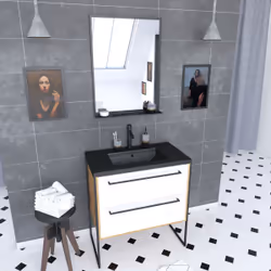 Aurlane PACM084 miroir de salle de bain et armoire de rangement pour évier