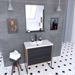 Aurlane PACM089 miroir de salle de bain et armoire de rangement pour évier