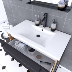 Aurlane PACM089 miroir de salle de bain et armoire de rangement pour évier