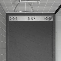Aurlane - Grille linéaire en Aluminium finition Chrome pour receveur - 69.5x11x0.2cm - grid line chrome