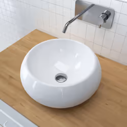 Aurlane - Vasque à poser en céramique blanche ronde - 40x15cm - pop bowl