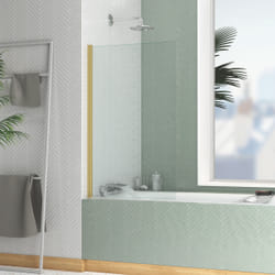 Pare-baignoire Rabattable 70x120cm - Profilé Noir Mat - Verre Trempé 4mm - elementary