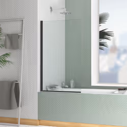 Pare-baignoire Rabattable 70x120cm - Profilé Noir Mat - Verre Trempé 4mm - elementary