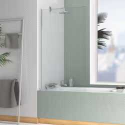 Pare-baignoire Rabattable 80x140cm - Profilé Chromé - Verre Trempé 4mm - elementary