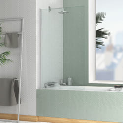 Pare-baignoire Rabattable 80x140cm - Profilé Noir Mat - Verre Trempé 4mm - elementary