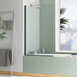 Pare-baignoire Rabattable 80x140cm - Profilé Or Doré Brossé - Verre Trempé 4mm - ELEMENTARY