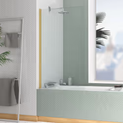 Pare-baignoire Rabattable 80x140cm - Profilé Or Doré Brossé - Verre Trempé 4mm - ELEMENTARY
