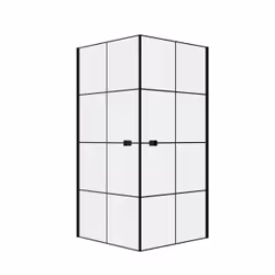 Portes de Douche en Angle 90x90x190 cm - Motifs carrés - Profilés Noir Mat - black cube