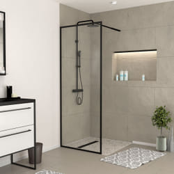 Paroi de Douche 80x200 cm - Cadre et Bras Aluminium noir mat - dark contouring