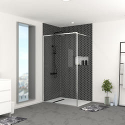Aurlane - Paroi de Douche 120x200 cm - Cadre et Bras Aluminium Chrome - chromed contouring