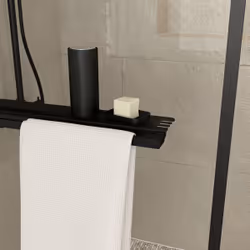 Paroi de Douche Noir Mat 120x200cm - Porte-serviette et étagère - DARK CONTOURING SHELF