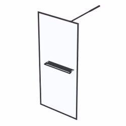 Paroi de Douche Noir Mat 120x200cm - Porte-serviette et étagère - DARK CONTOURING SHELF