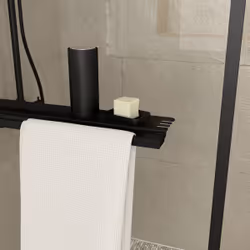 Paroi de Douche Noir Mat 100x200cm - Porte-serviette et étagère - dark contouring shelf