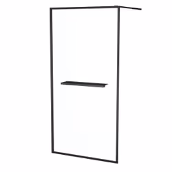 Paroi de Douche Noir Mat 100x200cm - Porte-serviette et étagère - dark contouring shelf