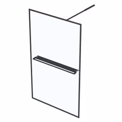 Paroi de Douche Noir Mat 120x200cm - Porte-serviette et étagère - dark contouring shelf
