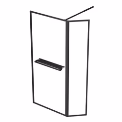 Paroi de Douche avec Volet Pivotant 90+40x200cm - Profilé, Porte-serviette et étagère noir mat