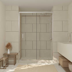 porte de douche coulissante 140x200 cm - verre transparent - profilé chrome - chromed crush