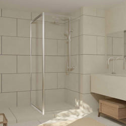 Retour pour Paroi pour douche - 90x200 cm - Profilés Chrome - verre transparent 6mm - CHROMED CRUSH
