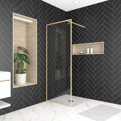 Paroi de Douche 80x200 cm - Cadre et Bras Aluminium Finition Or Doré Brossé - goldy contouring
