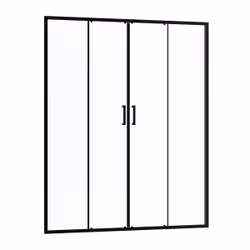 Paroi de douche 2 portes coulissantes 160x200 cm - Verre transparent - Profilé Noir - crush