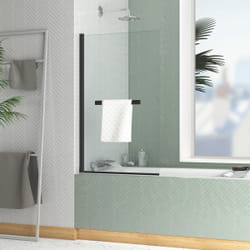 Pare baignoire rabattable sérigraphié 75x125cm - Blanc - WHITE BLOCKS SCREEN
